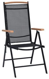 VidaXL 2 db fekete alumínium és textilén összecsukható kerti szék