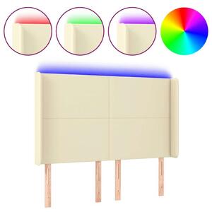 VidaXL krémszínű műbőr LED-es fejtámla 147x16x118/128 cm