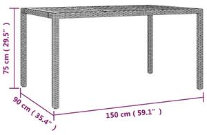 VidaXL fekete polyrattan és tömör akácfa kerti asztal fa asztallappal