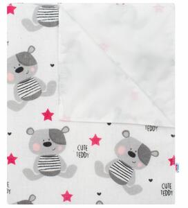 New Baby Cute Teddy vízálló flanel alátét rózsaszín, 57 x 47 cm