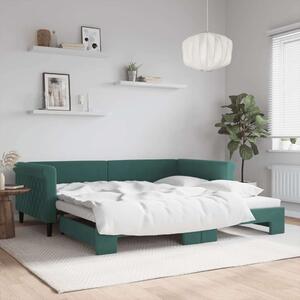 VidaXL sötétzöld kihúzható bársony heverő 100 x 200 cm