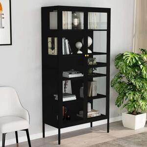 VidaXL Vitrin - Fekete Acél és Üveg - 90x40x180 cm