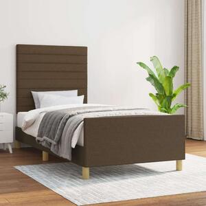 VidaXL sötétbarna szövet ágykeret fejtámlával 90 x 190 cm