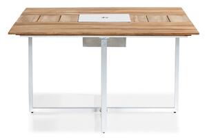 Kerti asztal deNoord 219 75x140cm, Fényes fa, Fehér, Fém