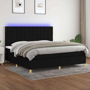 VidaXL Fekete Ágy - Rugós, LED-es - 200x200 cm
