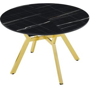 Una kör bővíthető étkezőasztal fekete/arany 120×120-160 cm