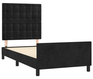 VidaXL fekete bársony ágykeret fejtámlával 100x200 cm