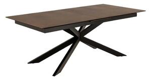 Asztal Oakland 884, Barna, Fekete, 76x100x200cm, Hosszabbíthatóság, Kerámia, Edzett üveg, Fém
