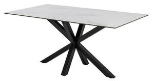 Asztal Oakland 582, Fehér, Fekete, 75.5x90x160cm, Edzett üveg, Kerámia, Fém