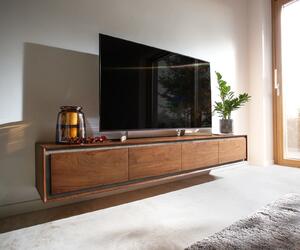 DELIFE TV szekrény Stonegrace 200 cm akác barna kőfurnér 4 ajtós lebegő