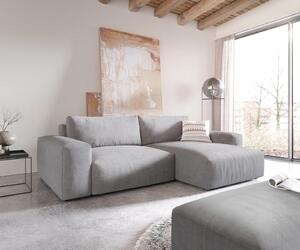 DELIFE Sarokkanapé Lanzo XL 270x180 cm mikroszálas szürke változtatható rekamié puffal