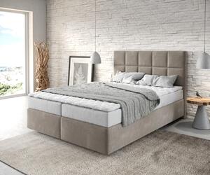 DELIFE Boxspring ágy Dream-Fine 140x200 cm mikroszálas bézs matraccal és topperrel