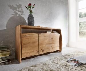 DELIFE Komód Live-Edge 145 cm akác természetes 3 ajtós