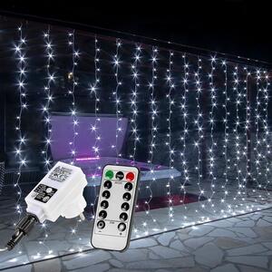 LED-es fényfüggöny- hideg fehér 6x3m (600 LED) - távirányítóval