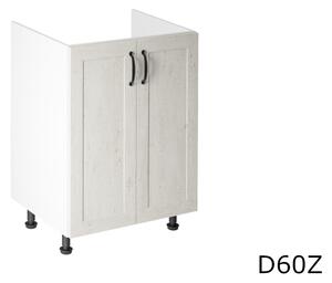 ROYAL D60Z konyhaszekrény mosogató alá + mosogató, 60x82x47, fehér skandináv fenyő/vad tölgy