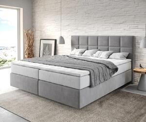 DELIFE Boxspring ágy Dream-Fine 180x200 cm mikroszálas szürke zsákrugós matraccal és visco topperrel