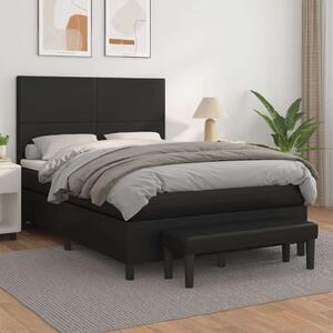 VidaXL fekete műbőr rugós ágy matraccal 140 x 190 cm