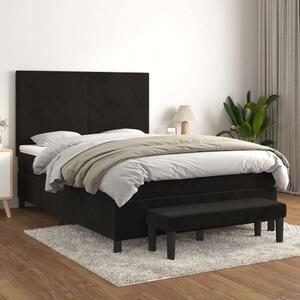 VidaXL fekete bársony rugós ágy matraccal 140 x 190 cm