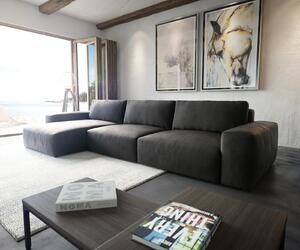 DELIFE Sarokkanapé Lanzo XL 380x180 cm bőr imitáció vintage antracit variálható rekamié