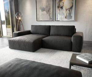 DELIFE Sarokkanapé Lanzo XL 270x180 cm bőr imitáció vintage antracit variálható rekamié puffal