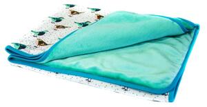 Két rétegű takaró és párnahuzat 95x145cm - Madár #fehér-kék