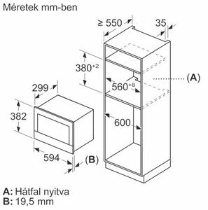 Bosch BFL7221B1 Beépíthető mikrohullámú sütő, 21L, 900W, Fekete