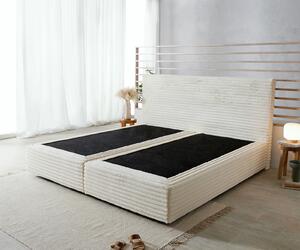DELIFE Boxspring ágy Dream-Well plüss kord bézs 200x200 cm