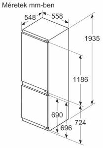 Bosch KIN96VFD0 Beépíthető hűtőszekrény, 290L, M:193.5, D energiaosztály