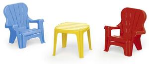 Dolu műanyag gyerek Asztal 2 székkel #piros-sárga