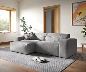 DELIFE Sarokkanapé Sirpio XL 270x170 cm kordbársony ezüstszürke rekamié változtatható