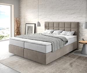 DELIFE Boxspring ágy Dream-Fine 160x200 cm mikroszálas bézs zsákrugós matraccal és visco topperrel