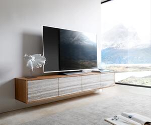 DELIFE TV szekrény Kleo 200 cm akác természetes 4 ajtós lebegő