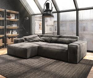 DELIFE Sarokkanapé Sirpio XL 270x170 cm mikroszálas khaki-barna rekamié változtatható