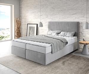 DELIFE Boxspring ágy Dream-Well 140x200 cm mikroszálas szürke matraccal és topperrel