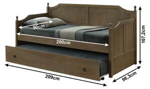 Egyszemélyes ágy pótággyal 90 cm Byrma (antik tölgy) (matrac nélkül). 1040123