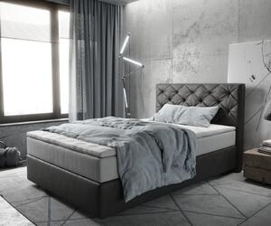 DELIFE Boxspring ágy Dream-Great 120x200 cm mikroszálas antracit vintage zsákrugós matraccal és viszko topperrel