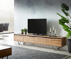 DELIFE TV szekrény Stonegrace 220x35 cm akác természetes 4 ajtós természetes él