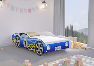 CORVETTA autós gyerekágy 140x70cm kék - ajándék matraccal