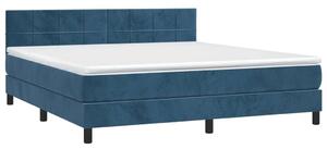 VidaXL sötétkék bársony rugós ágy matraccal 160x200 cm