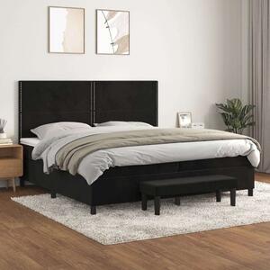 VidaXL fekete bársony rugós ágy matraccal 200x200 cm