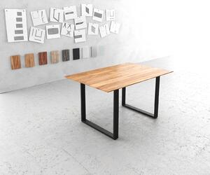 DELIFE Étkezőasztal Edge 140x90 akác természetes fekete vékony lábazat svájci él
