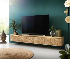 DELIFE TV szekrény Budaya 220 cm mango természetes 4 ajtós lebegő