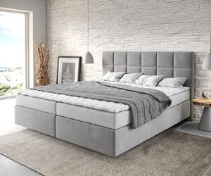 DELIFE Boxspring ágy Dream-Fine 180x200 cm mikroszálas szürke matraccal és topperrel