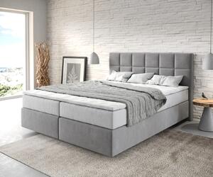 DELIFE Boxspring ágy Dream-Fine 160x200 cm mikroszálas szürke zsákrugós matraccal és visco topperrel