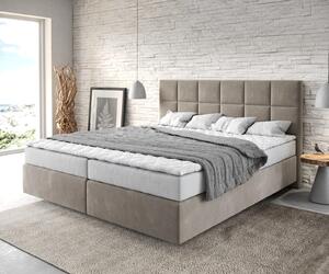 DELIFE Boxspring ágy Dream-Fine 180x200 cm mikroszálas bézs matraccal és topperrel