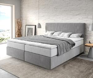 DELIFE Boxspring ágy Dream-Well 180x200 cm mikroszálas szürke zsákrugós matraccal és viszko topperrel