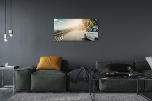 Canvas képek Hegység felhők auto út fa 100x50 cm