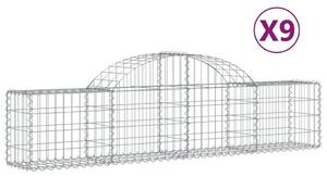 VidaXL 9 db íves horganyzott vas gabion kosár 200x30x40/60 cm