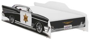 SHERIFF autós gyerekágy 140x70cm - ajándék matraccal