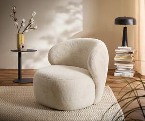 DELIFE Lounge fotel Pulo 80x80 cm plüss krémfehér